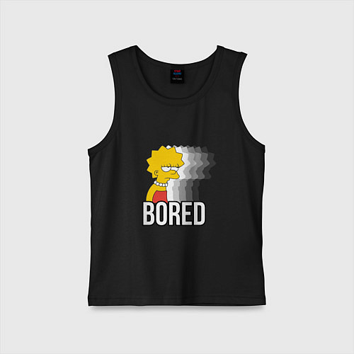 Детская майка Лиза Симпсон - bored / Черный – фото 1