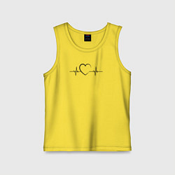Майка детская хлопок Сердце пульс, цвет: желтый