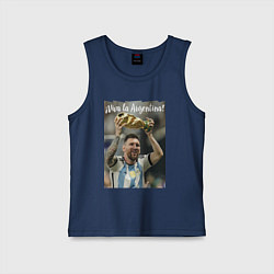 Майка детская хлопок Lionel Messi - world champion - Argentina, цвет: тёмно-синий