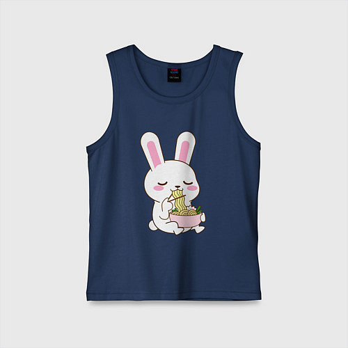 Детская майка Зайчик ест лапшу / Тёмно-синий – фото 1