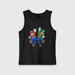 Майка детская хлопок Марио и Луиджи, цвет: черный