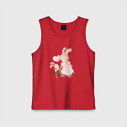 Майка детская хлопок Мама зайка и зайчонок, цвет: красный