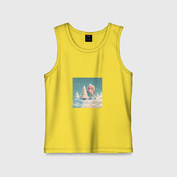 Майка детская хлопок Детский рисунок милая куколка девочка, цвет: желтый