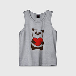 Майка детская хлопок Мультяшный милый панда с сердцем, цвет: меланж