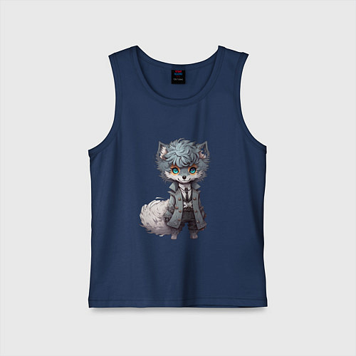 Детская майка Милый серый волк / Тёмно-синий – фото 1