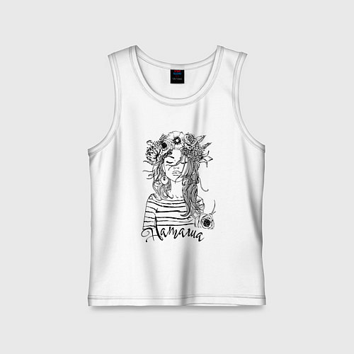 Детская майка Наташа в венке из летних цветов / Белый – фото 1