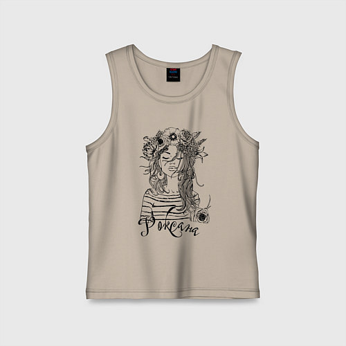 Детская майка Роксана в венке из летних цветов / Миндальный – фото 1