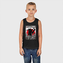 Майка детская хлопок Catzilla in Tokyo мем, цвет: черный — фото 2