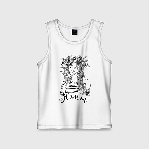 Детская майка Янина в венке из летних цветов / Белый – фото 1