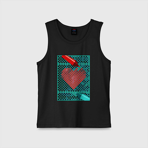 Детская майка Красное сердце маркером / Черный – фото 1