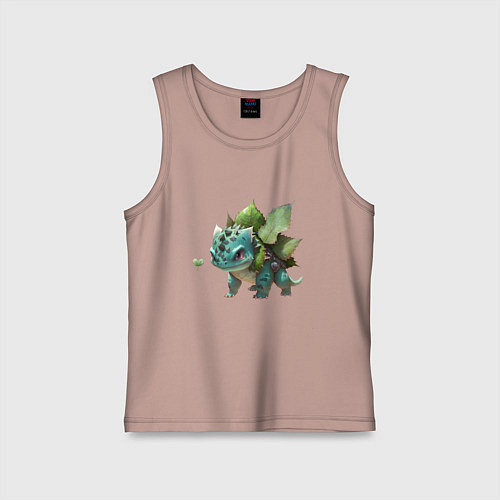 Детская майка Опасный Бульбазавр / Пыльно-розовый – фото 1