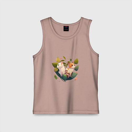 Детская майка Милые коты любви в цветах / Пыльно-розовый – фото 1