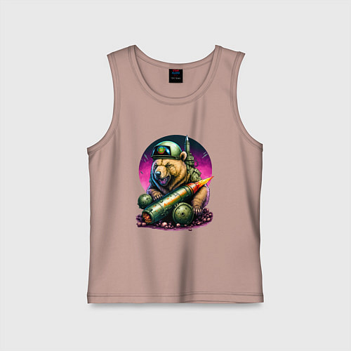 Детская майка Боевой медведь ракетчик / Пыльно-розовый – фото 1