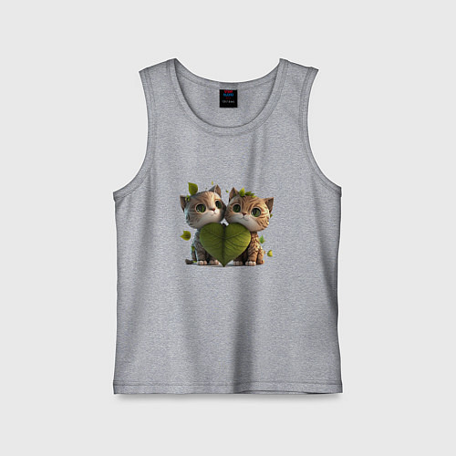 Детская майка Лесные котята из аниме с сердцем / Меланж – фото 1