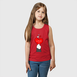 Майка детская хлопок Лапка котика с валентинкой, цвет: красный — фото 2