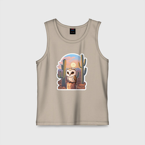 Детская майка Сова в пустыне / Миндальный – фото 1