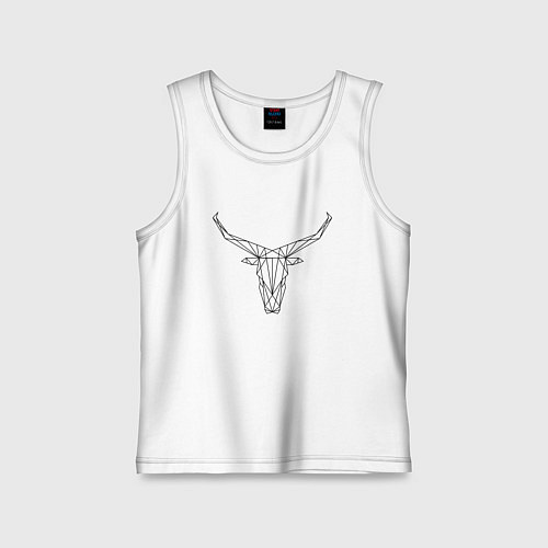 Детская майка Черная полигональная голова быка / Белый – фото 1