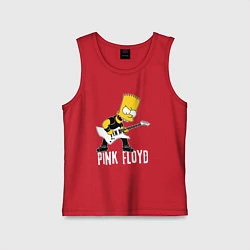 Майка детская хлопок Pink Floyd Барт Симпсон рокер, цвет: красный
