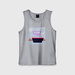 Майка детская хлопок Корабль двухъярусный с трубами, цвет: меланж