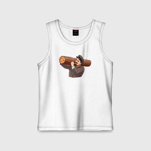 Детская майка Ленин тащит бревно / Белый – фото 1