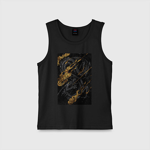 Детская майка Дракон в золоте / Черный – фото 1