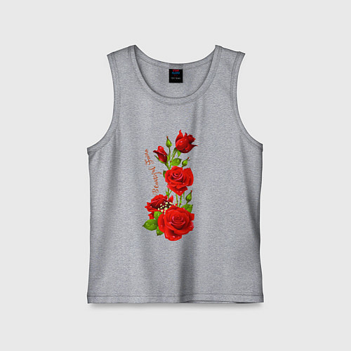 Детская майка Прекрасная Фаина - букет из роз / Меланж – фото 1