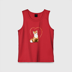 Майка детская хлопок Милая пушистая лисичка кицунэ, цвет: красный