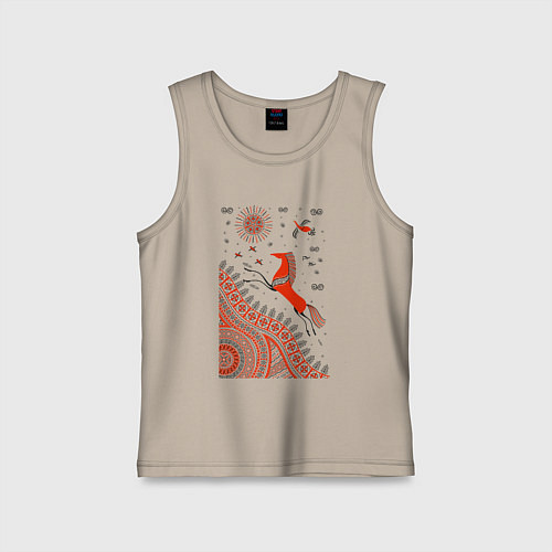 Детская майка Мезенский конь / Миндальный – фото 1