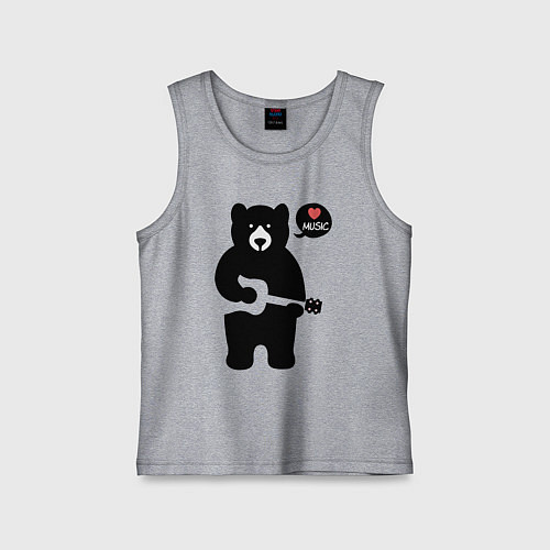 Детская майка Мишка любит музыку / Меланж – фото 1
