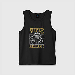 Майка детская хлопок Super mechanic, цвет: черный