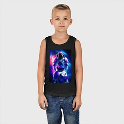 Майка детская хлопок Космический герой, цвет: черный — фото 2