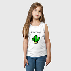 Майка детская хлопок Зеленый кактус, цвет: белый — фото 2