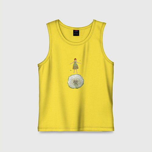 Детская майка Прыгающая девочка на одуванчике / Желтый – фото 1