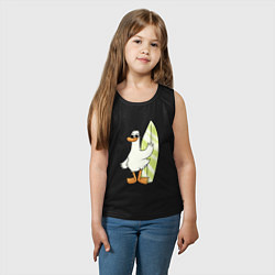 Майка детская хлопок Гусь серфингист в очках, цвет: черный — фото 2