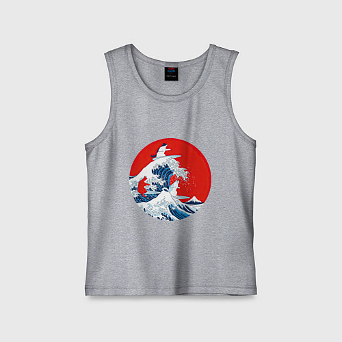 Детская майка Японская волна с котами / Меланж – фото 1