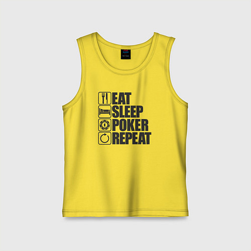 Детская майка Eat, sleep, poker, repeat / Желтый – фото 1