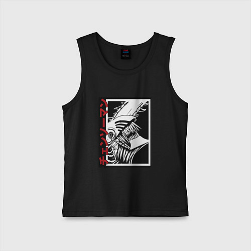 Детская майка Человек бензопила в движении арт / Черный – фото 1