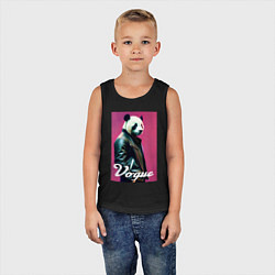 Майка детская хлопок Панда - модный чувак, цвет: черный — фото 2