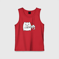 Майка детская хлопок Котик с шариками, цвет: красный