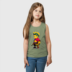 Майка детская хлопок Bart Simpson samurai - neural network, цвет: авокадо — фото 2
