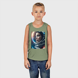 Майка детская хлопок Взгляд в космос астронафта, цвет: авокадо — фото 2
