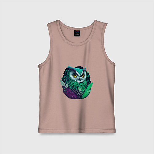 Детская майка Изумрудная сова / Пыльно-розовый – фото 1