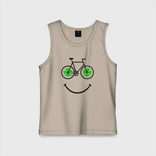 Детская майка Клевер четырехлистный на колесах велосипеда / Миндальный – фото 1