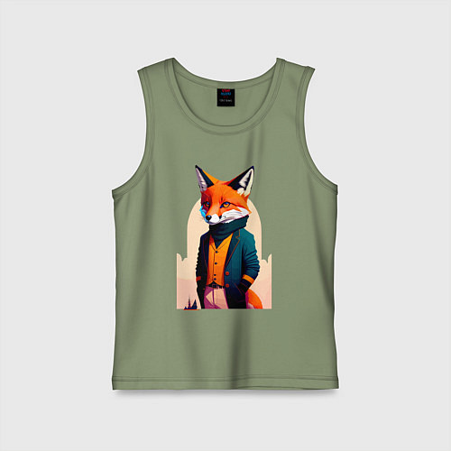 Детская майка Лис-модник - нейросеть / Авокадо – фото 1