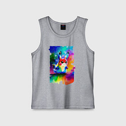 Майка детская хлопок Акварельный Пикачу - поп-арт, цвет: меланж