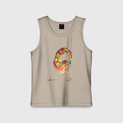 Майка детская хлопок Наушники проводные, цвет: миндальный