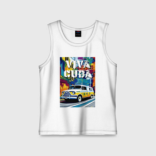 Детская майка Viva Cuba - car - retro / Белый – фото 1