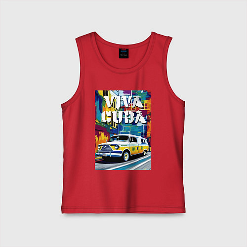 Детская майка Viva Cuba - car - retro / Красный – фото 1