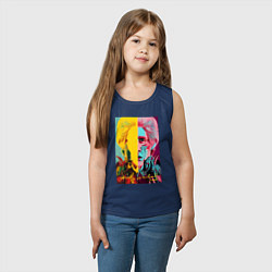 Майка детская хлопок Andy Warhol - self-portrait - neural network, цвет: тёмно-синий — фото 2