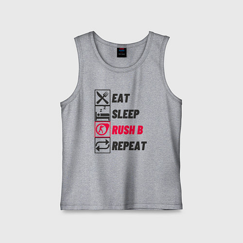 Детская майка Eat sleep rush b repeat / Меланж – фото 1